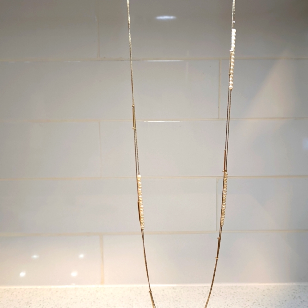 Long Gold and Pearl Necklace